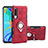 Custodia Silicone e Plastica Opaca Cover con Anello Supporto S01 per Huawei P30 Rosso