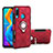Custodia Silicone e Plastica Opaca Cover con Magnetico Anello Supporto A01 per Huawei P30 Lite Rosso