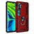 Custodia Silicone e Plastica Opaca Cover con Magnetico Anello Supporto D01 per Xiaomi Mi Note 10 Pro Rosso