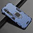 Custodia Silicone e Plastica Opaca Cover con Magnetico Anello Supporto D02 per Xiaomi Mi Note 10 Pro Blu