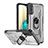 Custodia Silicone e Plastica Opaca Cover con Magnetico Anello Supporto J01S per Samsung Galaxy A02