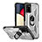 Custodia Silicone e Plastica Opaca Cover con Magnetico Anello Supporto J01S per Samsung Galaxy A02s Nero