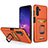 Custodia Silicone e Plastica Opaca Cover con Magnetico Anello Supporto J01S per Samsung Galaxy A04s Arancione