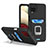 Custodia Silicone e Plastica Opaca Cover con Magnetico Anello Supporto J01S per Samsung Galaxy A12 Nero