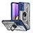 Custodia Silicone e Plastica Opaca Cover con Magnetico Anello Supporto J01S per Samsung Galaxy A32 5G Blu