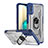 Custodia Silicone e Plastica Opaca Cover con Magnetico Anello Supporto J01S per Samsung Galaxy M02 Blu