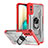Custodia Silicone e Plastica Opaca Cover con Magnetico Anello Supporto J01S per Samsung Galaxy M02 Rosso