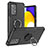 Custodia Silicone e Plastica Opaca Cover con Magnetico Anello Supporto J01X per Samsung Galaxy A52s 5G Nero