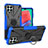 Custodia Silicone e Plastica Opaca Cover con Magnetico Anello Supporto J01X per Samsung Galaxy M33 5G Blu