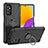 Custodia Silicone e Plastica Opaca Cover con Magnetico Anello Supporto J01X per Samsung Galaxy M52 5G