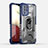 Custodia Silicone e Plastica Opaca Cover con Magnetico Anello Supporto J02S per Samsung Galaxy A12 Blu