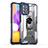 Custodia Silicone e Plastica Opaca Cover con Magnetico Anello Supporto J02S per Samsung Galaxy F22 4G Blu