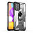 Custodia Silicone e Plastica Opaca Cover con Magnetico Anello Supporto J02S per Samsung Galaxy F22 4G Nero