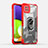 Custodia Silicone e Plastica Opaca Cover con Magnetico Anello Supporto J02S per Samsung Galaxy F42 5G Rosso