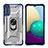 Custodia Silicone e Plastica Opaca Cover con Magnetico Anello Supporto J02S per Samsung Galaxy M02