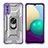 Custodia Silicone e Plastica Opaca Cover con Magnetico Anello Supporto J02S per Samsung Galaxy M02 Viola