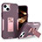 Custodia Silicone e Plastica Opaca Cover con Magnetico Anello Supporto J03S per Apple iPhone 13 Viola