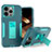 Custodia Silicone e Plastica Opaca Cover con Magnetico Anello Supporto J03S per Apple iPhone 14 Pro Max Verde