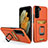 Custodia Silicone e Plastica Opaca Cover con Magnetico Anello Supporto J03S per Samsung Galaxy S22 5G Arancione