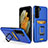 Custodia Silicone e Plastica Opaca Cover con Magnetico Anello Supporto J03S per Samsung Galaxy S22 5G Blu