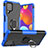 Custodia Silicone e Plastica Opaca Cover con Magnetico Anello Supporto JX1 per Samsung Galaxy F62 5G Blu
