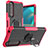 Custodia Silicone e Plastica Opaca Cover con Magnetico Anello Supporto JX1 per Sony Xperia 5 III Rosa Caldo