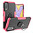 Custodia Silicone e Plastica Opaca Cover con Magnetico Anello Supporto JX1 per Vivo Y12s Rosa Caldo