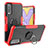 Custodia Silicone e Plastica Opaca Cover con Magnetico Anello Supporto JX1 per Vivo Y12s Rosso