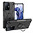 Custodia Silicone e Plastica Opaca Cover con Magnetico Anello Supporto JX1 per Xiaomi Mi 11T Pro 5G Nero