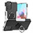 Custodia Silicone e Plastica Opaca Cover con Magnetico Anello Supporto JX1 per Xiaomi Redmi Note 10S 4G Argento