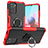 Custodia Silicone e Plastica Opaca Cover con Magnetico Anello Supporto JX1 per Xiaomi Redmi Note 10S 4G Rosso