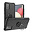 Custodia Silicone e Plastica Opaca Cover con Magnetico Anello Supporto JX2 per Samsung Galaxy A03s Nero