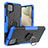 Custodia Silicone e Plastica Opaca Cover con Magnetico Anello Supporto JX2 per Samsung Galaxy A12 Blu