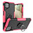 Custodia Silicone e Plastica Opaca Cover con Magnetico Anello Supporto JX2 per Samsung Galaxy A12 Rosa Caldo
