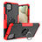 Custodia Silicone e Plastica Opaca Cover con Magnetico Anello Supporto JX2 per Samsung Galaxy A12 Rosso