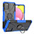 Custodia Silicone e Plastica Opaca Cover con Magnetico Anello Supporto JX3 per Samsung Galaxy A02s Blu