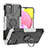 Custodia Silicone e Plastica Opaca Cover con Magnetico Anello Supporto JX3 per Samsung Galaxy A03s Argento