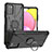 Custodia Silicone e Plastica Opaca Cover con Magnetico Anello Supporto JX3 per Samsung Galaxy A03s Nero