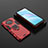 Custodia Silicone e Plastica Opaca Cover con Magnetico Anello Supporto KC1 per Xiaomi Mi 10i 5G Rosso