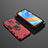Custodia Silicone e Plastica Opaca Cover con Magnetico Anello Supporto KC1 per Xiaomi Poco M2 Pro Rosso