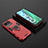 Custodia Silicone e Plastica Opaca Cover con Magnetico Anello Supporto KC2 per Realme Narzo 50A Rosso