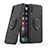 Custodia Silicone e Plastica Opaca Cover con Magnetico Anello Supporto KC2 per Samsung Galaxy A50 Nero