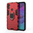 Custodia Silicone e Plastica Opaca Cover con Magnetico Anello Supporto KC2 per Samsung Galaxy M11 Rosso