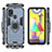 Custodia Silicone e Plastica Opaca Cover con Magnetico Anello Supporto KC2 per Samsung Galaxy M21s