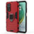 Custodia Silicone e Plastica Opaca Cover con Magnetico Anello Supporto KC2 per Xiaomi Mi 10T 5G Rosso