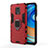 Custodia Silicone e Plastica Opaca Cover con Magnetico Anello Supporto KC2 per Xiaomi Poco M2 Pro Rosso
