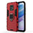 Custodia Silicone e Plastica Opaca Cover con Magnetico Anello Supporto KC2 per Xiaomi Redmi 10X 5G Rosso