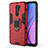 Custodia Silicone e Plastica Opaca Cover con Magnetico Anello Supporto KC2 per Xiaomi Redmi 9 Prime India Rosso