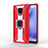 Custodia Silicone e Plastica Opaca Cover con Magnetico Anello Supporto KC3 per Xiaomi Poco M2 Pro Rosso