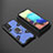 Custodia Silicone e Plastica Opaca Cover con Magnetico Anello Supporto KC5 per Samsung Galaxy A71 5G Blu